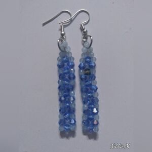 Handmade Blue Beaded Earrings